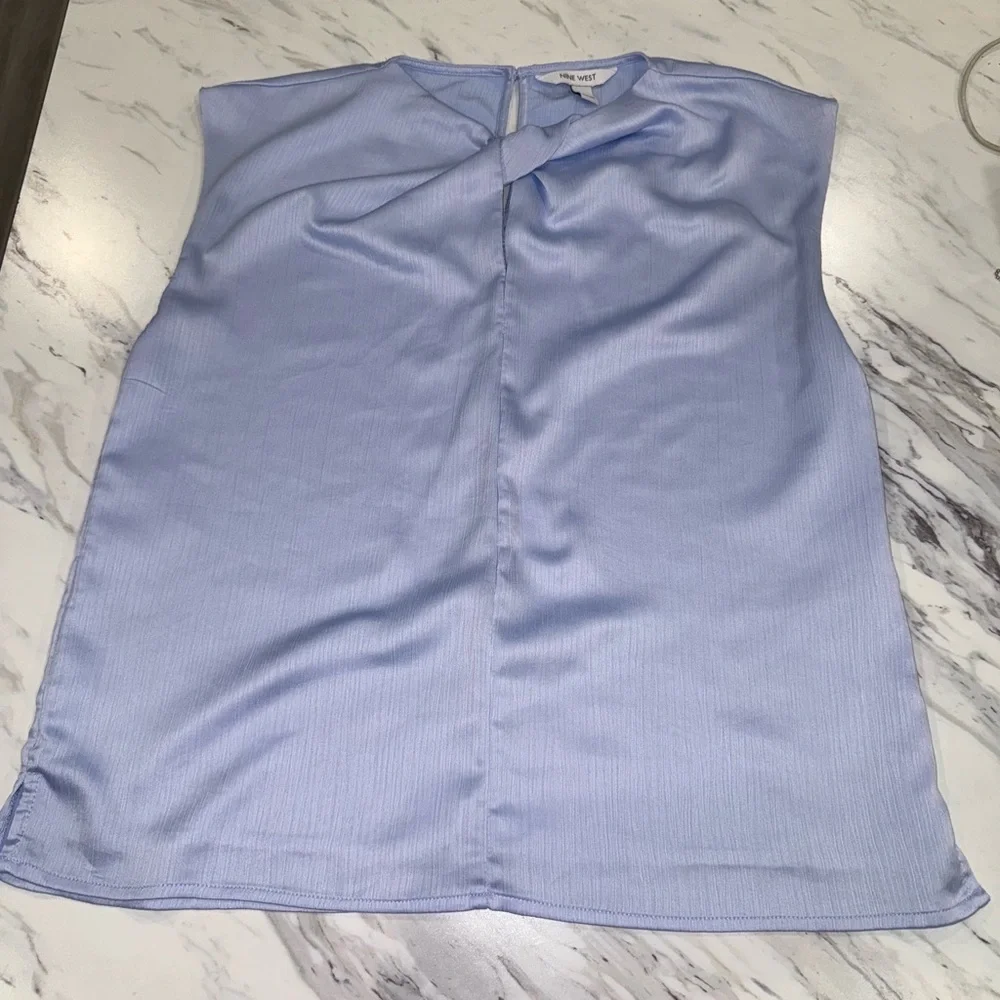 Nine West Light Blue Satin Top - Picture 2 of 10